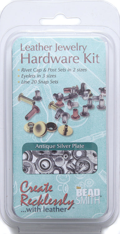 FI525-AS: Leather Findings Kit Antique Silver - 1 Box