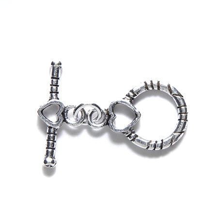 IN185-11: Toggle Clasp With Heart Sil 13mm-6PC