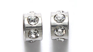 FI1801-SN: Rondelle Spacer Cubic Zirconia Stainless 5x8mm-1PC