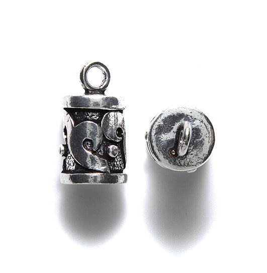 IN185-9: Zinc Bead Cap Sil 12x22mm-2PC