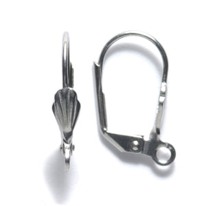 FI540-SU: Earring Leverback W/Shell Surgical Steel-24PR