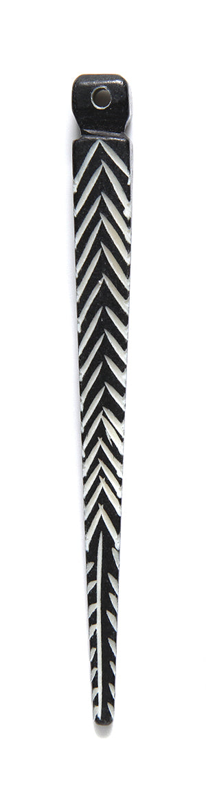 BN375-64: Bone Hairpin Black WHT 4"