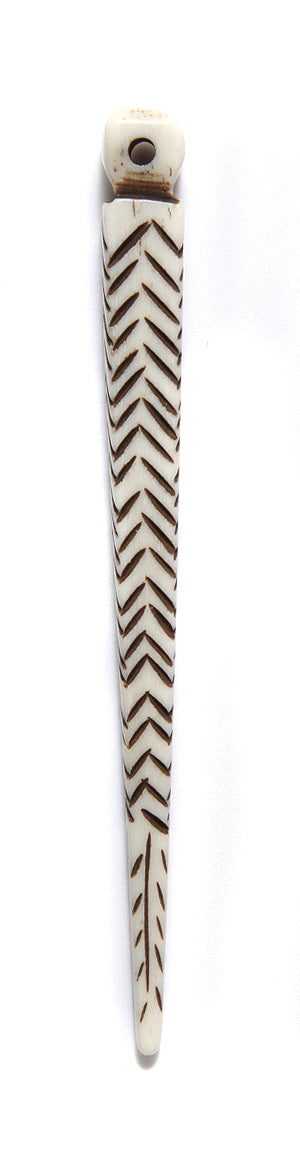 BN375-66: Bone Hairpin WHT BRWN 4"