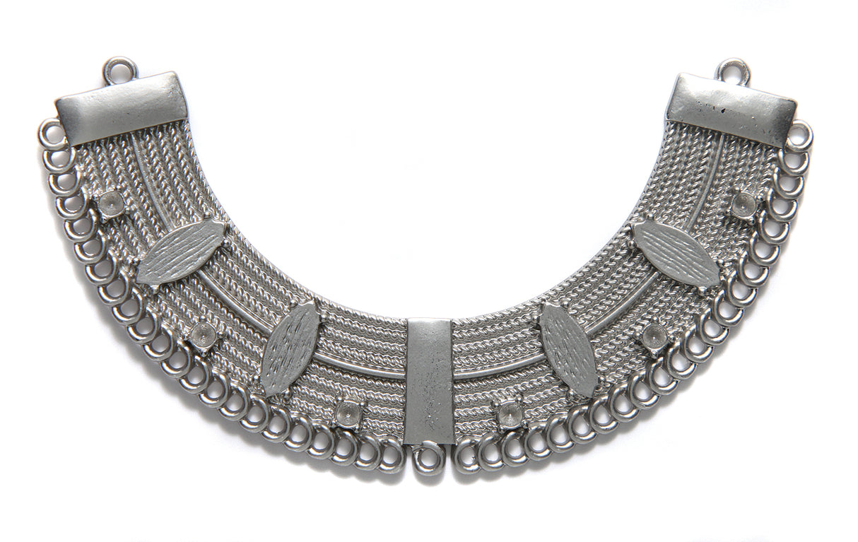 KP96-SR: Curved Collar 92mm 47 Loop Satin Rhodium 1PC