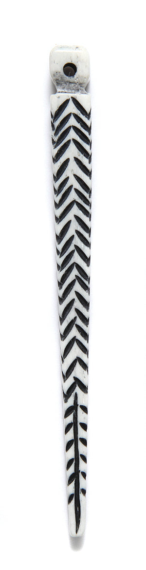 BN375-63: Bone Hairpin WHT Black 4"