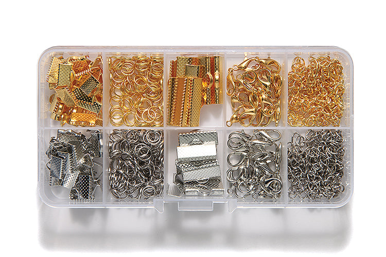 FI2068-KT: Findings Assorted 10 Slots Gold & Silver 320 Piece 1 Set