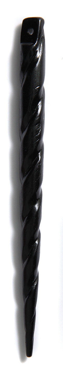 BN353-4U: Bone Hair Pin Black 4.5" Twisted