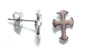 FI12-20SN: Earring Post 11.5m Cross Stainless Steel 1PR