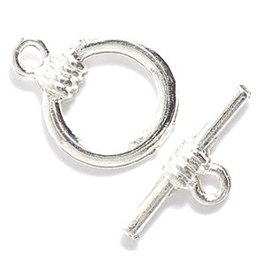 FI157-ST: Toggle Clasp Bright SIL 14mm Hoop-6SEs