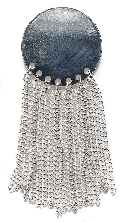 KP134-S: Pendant Disc 7 Chain Tassels 23x60 Silver Plating-1EA