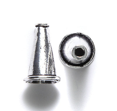 IN185-7: Zinc Bead Cap/cone Sil 11x18mm-6PC