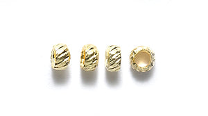 FI162-G: Crimp Bead Fluted Yellow Gold 3mm 250PC