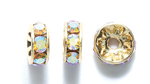 76CC512-G: Preciosa Crystal Rondell Crystal AB Gold 7mm-36PC