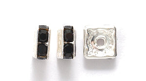 54CC109-SR: Preciosa Rhinestone Squaredelle Jet Silver 6mm-8PC