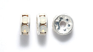 75CC210-S: Preciosa Crystal Rondell White Opal Silv 6mm-36PC