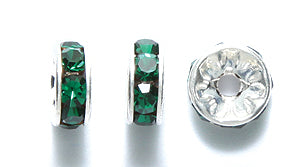 76CC286-S: Preciosa Crystal Rondell Emerald Silv 7mm-36PC