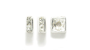 52CC212-SR: Preciosa Rhinestone Squaredelle Crystal Silver 4.5mm-12PC