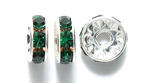 78CC287-S: Preciosa Crystal Rondell Emerald Silv 8mm-36PC