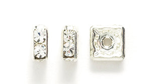 54CC212-SR: Preciosa Rhinestone Squaredelle Crystal Silver 6mm-8PC