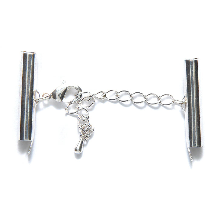 26FI84-S: Slide End Tube Clasp Set 26mm Silver - 1 Set