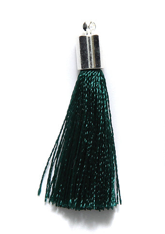 30TA186-S: Tassel Emerald Thread Silver Cap 30mm 1PC