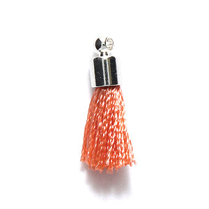 17TA133-S: Brass Tassel Coral Thread Silver Cap 17mm 1PC