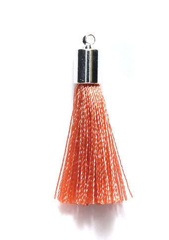 30TA133-S: Tassel Coral Thread Silver Cap 30mm 1PC