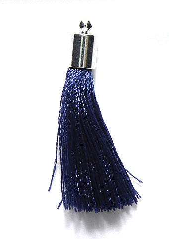 30TA178-S: Tassel Navy Thread Silver Cap 30mm 1PC