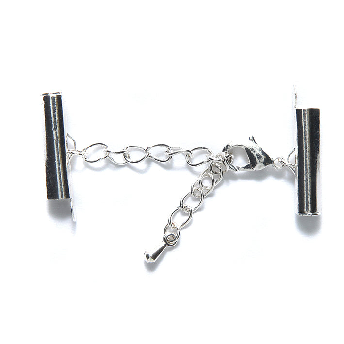 20FI84-S: Slide End Tube Clasp Set 20mm Silver - 1 Set