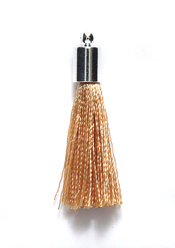 30TA153-S: Tassel Beige Thread Silver Cap 30mm 1PC