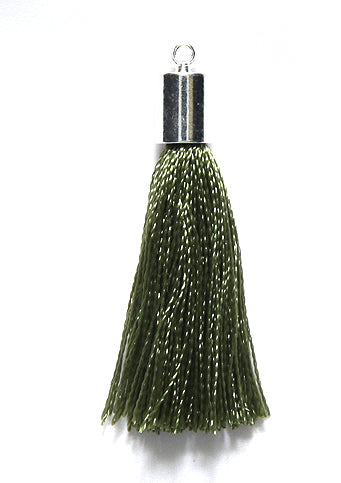 30TA183-S: Tassel Olive Thread Silver Cap 30mm 1PC