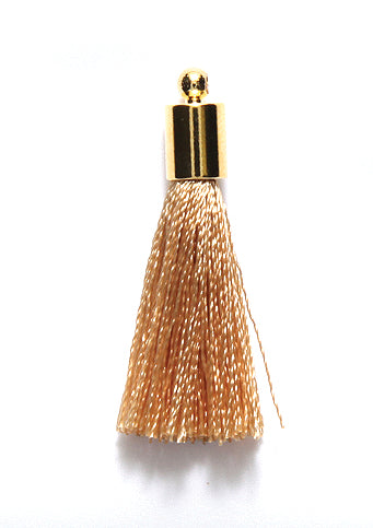 30TA153-G: Tassel Beige Thread Gold Cap 30mm 1PC