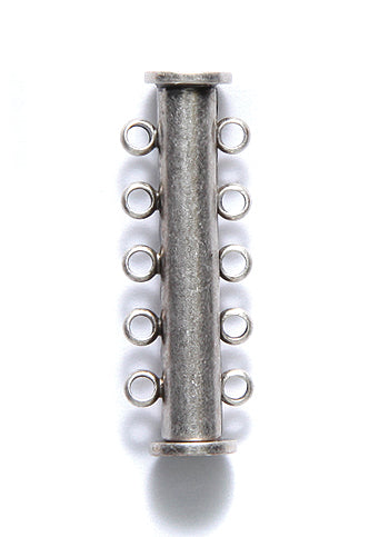 5FI357-AS: Clasp Slide Magnetic 5-strand ANT Silver 30mm 1SE