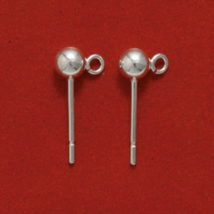 4FI7-SS: Earring Post Sterling 4mm Ball Loop