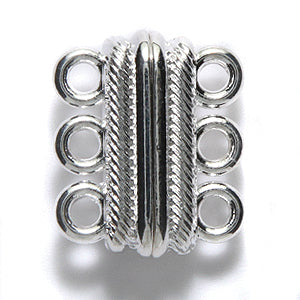 3FI355-S: Magnetic Clasp 3 Loop Silver 17x20mm-1SE