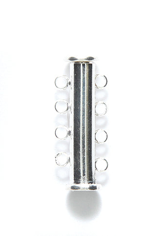 4FI357-S: Clasp Slide Magnetic 4-strand Silver 25mm 1SE