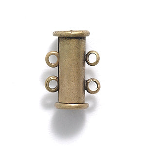 2FI357-AB: Clasp Slide Magnetic 2-strand ANT Brass 15mm 1SE