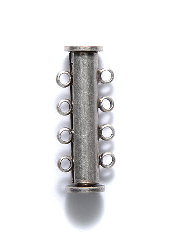 4FI357-AS: Clasp Slide Magnetic 4-strand ANT Silver 25mm 1SE