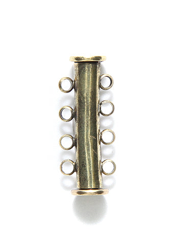 4FI357-AB: Clasp Slide Magnetic 4-strand ANT Brass 25mm 1SE