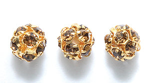 6CC257-BG: CZ R/S Ball Smoke Topaz Gold 6mm-24PC