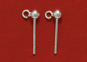 3FI7-SS: Earring Post W/ 3mm Ball W/ Loop SS