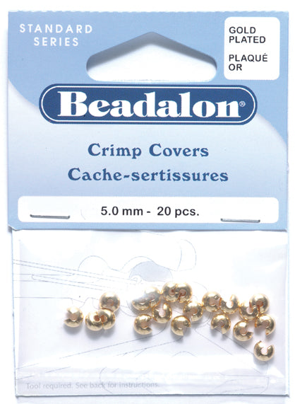 5FI169-G: Crimp Cover Gold 5mm 20 Piece Pack 1 Package