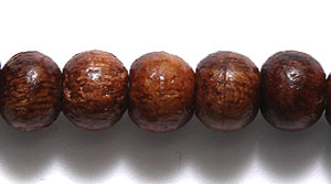 6WO158-ST: Wood Round Dark Brown 6mm 2.5mm Hole 100 Piece - String