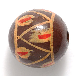 20WO158: Wood Bead Painted Brown Design 20mm 10PC