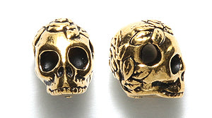 TC5715-AG: Skull Rose 10mm Horizontal Hole Ant GLD