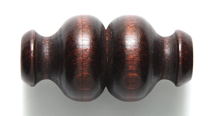 68NW158: Wood Double Vase Shape Dark Brown 26x50mm - 5PC