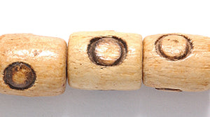 63WO152-C2: Wood Tube With Dot Natural 8x8mm 100 Piece Per Strand - String