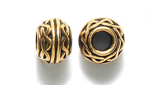 TC5506-AG: Round Celtic Bead Ant GLD 8mm 3mm ID