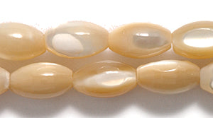 33MP653: MOP Natural Bead Oval 5x8mm 16" STRING