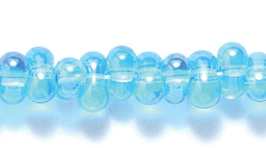 91SB366-TR: CZ Seed Bead Farfalle Sfinx Trans DK Aqua 3x7mm-1STR